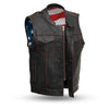 First Manufacturing Born Free Men's Leather Motorcycle Vest With Gun Pockets Solid Back Hidden Zipper American Flag Liner