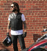 1.4mm Heavy Gauge Shorter Leather Motorcycle Vest With Gun Pockets Solid Back