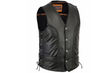 Men's Leather Motorcycle Vest With Braid Trim