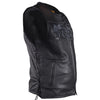 Mens Naked Leather Motorcycle Vest With Reflective Skulls & Gun Pockets