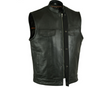 Men's Banded Collar Motorcycle Vest Single Panel Back With Gun Pockets