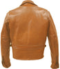 Men's Half Belted Made in USA Brown Bison Leather Motorcycle Jacket