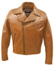 Men's Half Belted Made in USA Brown Bison Leather Motorcycle Jacket