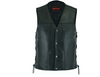 Men's Leather Motorcycle Vest Concealed Carry Solid Back
