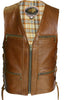 Men's Made in USA American Bison Brown Leather Motorcycle Vest