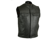 Men's Naked Leather Motorcycle Vest Upgraded Gun Pockets Reinforced Shoulders