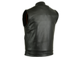 Men's Naked Leather Motorcycle Vest Upgraded Gun Pockets Reinforced Shoulders
