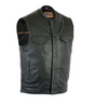 Men's No Collar Motorcycle Vest Solid Back With Gun Pockets Side Zippers