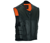 Men's SWAT Team Sytle Leather Motorcycle Vest Solid Back