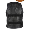Men's Naked Leather Bullet Proof Style Motorcycle Vest Solid Back For Patches
