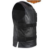 Men's Naked Leather Bullet Proof Style Motorcycle Vest Solid Back For Patches