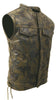 Men's Made in USA Leather Camouflage Biker Vest With Gun Pockets