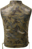 Men's Made in USA Leather Camouflage Biker Vest With Gun Pockets