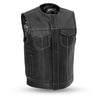 Men's Naked Leather Motorcycle Vest With Gun Pockets Solid Back With Easy Access Panels