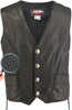 Made in USA Black Semi-Perforated Naked Leather Motorcycle Vest with Gun Pockets Buffalo Nickel Snaps