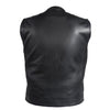 Mens 1/2" Collar Naked Leather Motorcycle Club Vest With Gun Pockets Solid Back