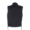Mens Black Denim Motorcycle Vest Fold Down Collar Side Laces