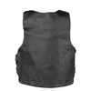 Mens Black Leather Replica Bullet Proof Style Motorcycle Vest