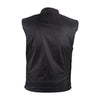 Mens Black Textile Motorcycle Club Vest With Snaps Gun Pockets Solid Back