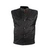 Mens Black Textile Motorcycle Club Vest With Snaps Gun Pockets Solid Back