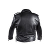 Mens Classic Police Style Split Leather Motorcycle Jacket With Side Laces