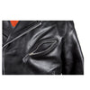 Mens Classic Police Style Naked Leather Motorcycle Jacket With Side Laces Solid Panel Back