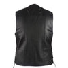 Mens Leather Motorcycle Vest With Gun Pockets Solid Back Buffalo Nickel Snaps