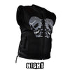 Mens Leather Motorcycle Vest With Reflective Skulls