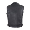 Mens Naked Leather Motorcycle Vest With Two Deep Gun Pockets Lapel Collar