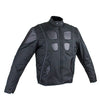 Mens Leather & Textile Motorcycle Jacket with Reflective Stripes