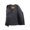 Mens Leather Vest With Concealed Gun Pockets Side Laces Solid Back