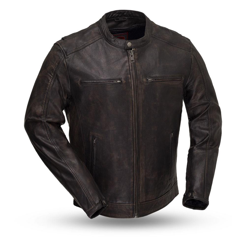 Mens Lightweight Distressed Sheepskin Leather Motorcycle Jacket Fully Vented Armor pockets