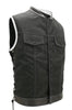 Mens Made in USA Black And White Military Grade Cordura Motorcycle Vest Hidden Snaps