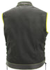 Mens Made in USA Black And Yellow Military Grade Cordura Motorcycle Vest Hidden Snaps