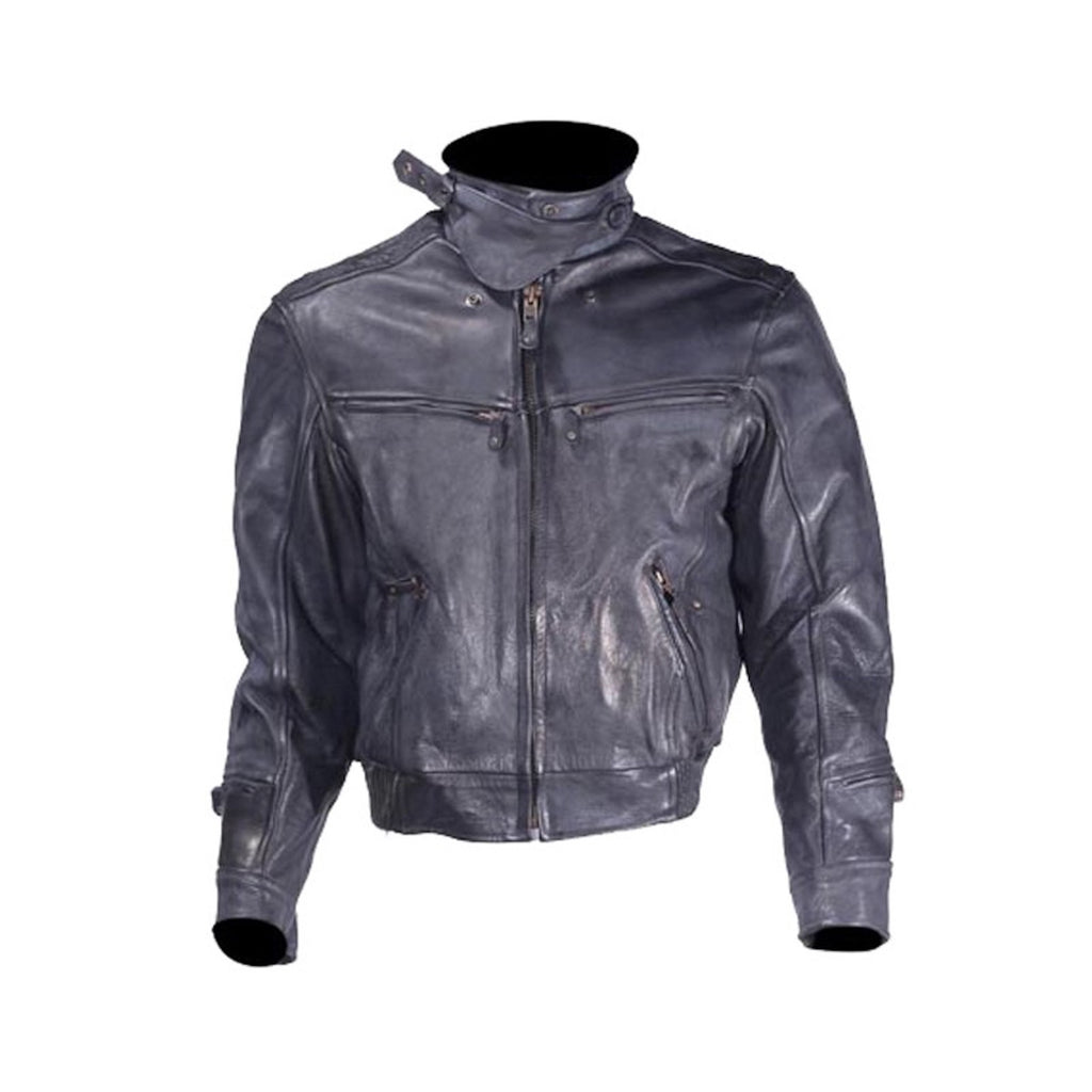 Mens Naked Cowhide Racer Style Vented Motorcycle Jacket Solid Back