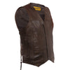 Mens 10 Pocket Brown Naked Leather Motorcycle Vest