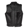 Mens Naked Leather Motorcycle Club Vest With Gun Pocket And Hidden Pockets