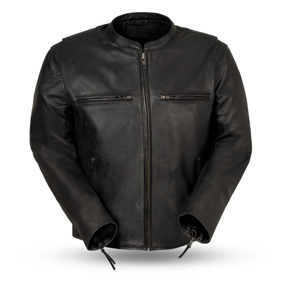 Mens Naked Leather Motorcycle Jacket Armored Pockets Concealed Carry Kevlar Reinforcements
