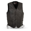 Mens Naked Leather Motorcycle Vest Gun Pockets Solid Back Easy Access Panels For Patches