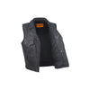 Mens Naked Leather Motorcycle Vest With Two Deep Gun Pockets Lapel Collar