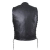 Mens Naked Leather Open Neck Snap/Zip Front Motorcycle Vest With Gun Pockets Solid Back
