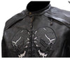 Mens Leather Reflective Skull Motorcycle Jacket