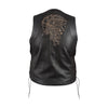 Men's Native American Retro Brown Leather Motorcycle Vest Indian Chief Head on Back
