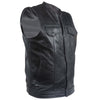 Mens No Collar Leather Motorcycle Club Vest With Gun Pockets Solid Back