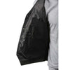 Mens Plain Black Naked Leather Motorcycle Vest With Gun Pocket Solid Back