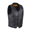 Mens Plain Black Naked Leather Motorcycle Vest With Gun Pocket Solid Back