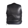 Mens Plain Style Naked Leather Motorcycle Western Vest With Side Laces Gun Pockets