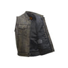 Mens SOA Style Motorcycle Club Distressed Brown Leather Biker Vest Solid Back