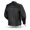 Mens Scooter Style Motorcycle Jacket Mandarin Collar Side Adjusting Zippers
