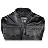 Mens Split Leather Motorcycle Club Vest Solid Back Concealed Snaps Gun Pockets